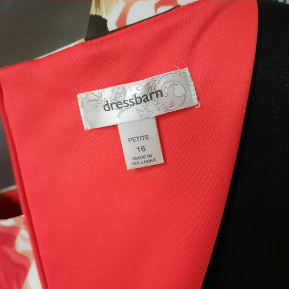 Dress Barn Orange Floral Dress Sz 16P Layered Back Split Stretch Easter - Picture 12 of 16